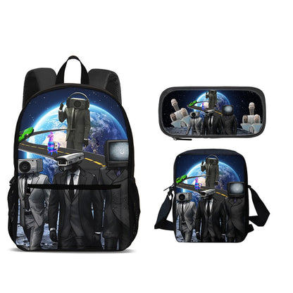 Skibidi Toilet Man Backpack Set – Fun 3-Piece Character Backpack Collection for Kids, School, Travel, Gifts and Playful Everyday Carry