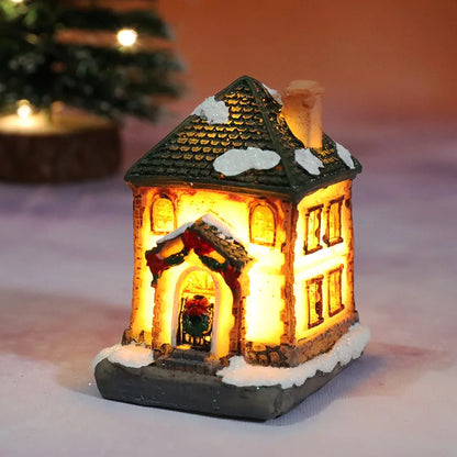 LED Christmas Village House – Resin Miniature Light Up Holiday Decoration for Cozy Tabletop Displays, Christmas Villages and Seasonal Home Ambience