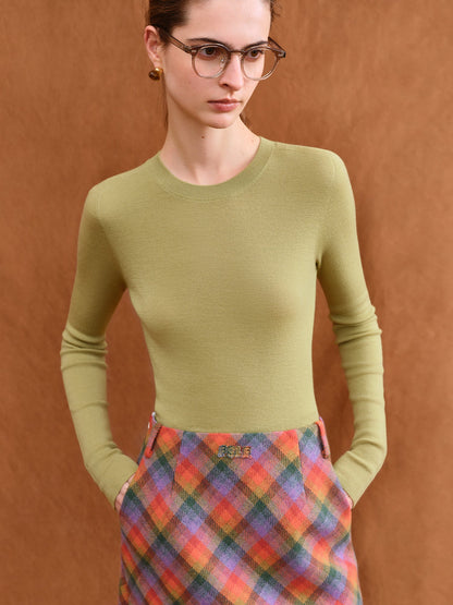German Biella Wool Thermal Top – Seamless Mock Neck Base Layer Shirt for Women with Lightweight Warmth and Comfort