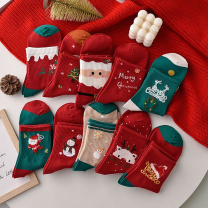 Christmas Cotton Socks Ornament Set – Santa and Reindeer Holiday Decorations for Kids, Adults, Trees and Gift Giving