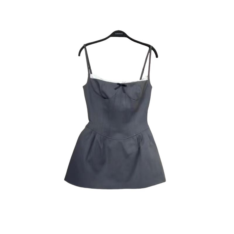 Contrast Lace Camisole Dress Set – Elegant Two Piece A-Line Dress with Floral Shorts for Chic Party, Date Night and Special Occasion Style