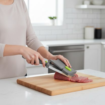 Adjustable Meat Slicer – Stainless Steel Manual Cutter with 2mm or 4mm Thickness Settings for Jerky, Meat and Kitchen Food Preparation