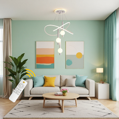 Lollipop LED Pendant Light – Adjustable Three Color Hanging Lamp with Remote Control for Dining Room, Bedroom and Modern Interiors