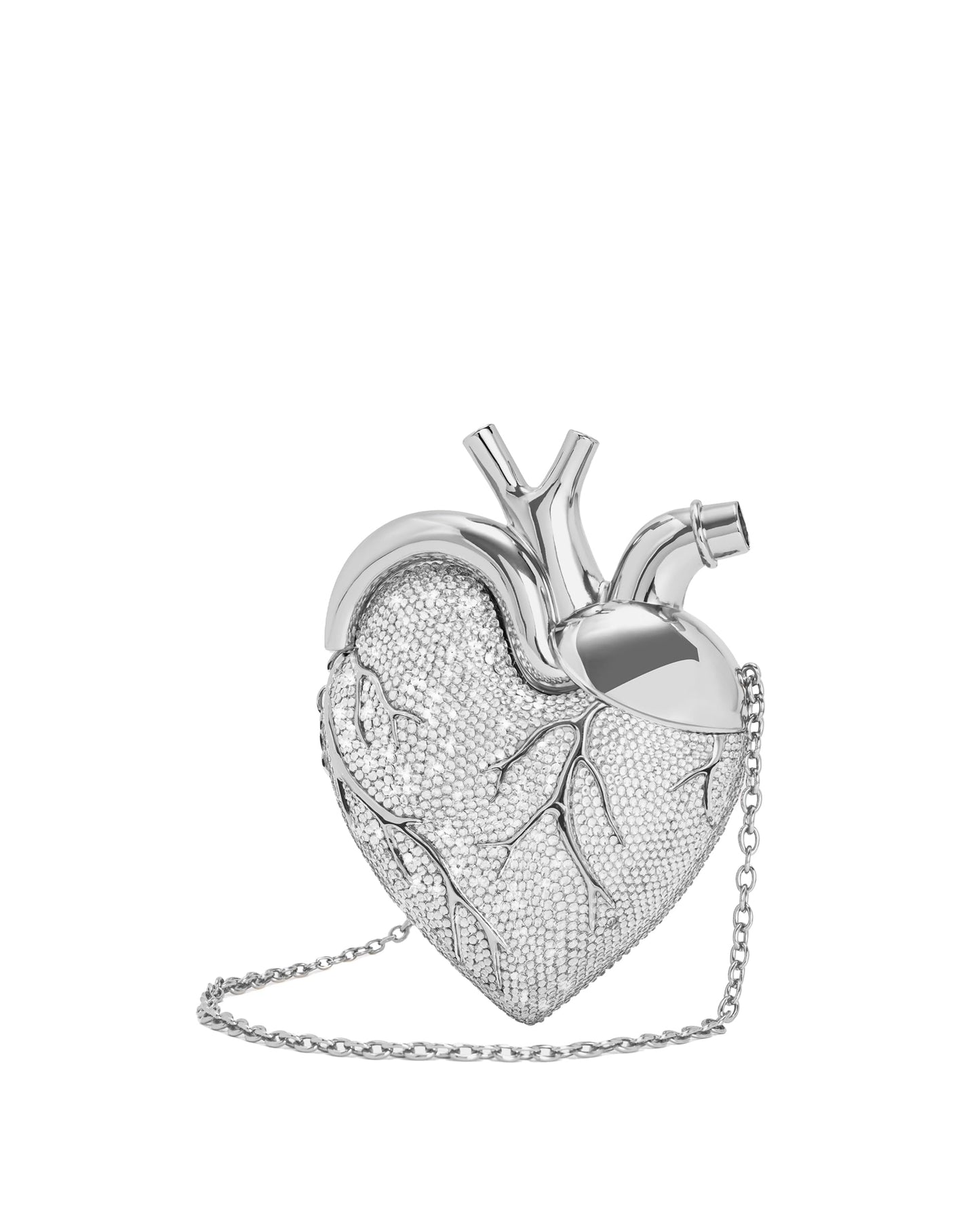 Heart Crystal Evening Handbag – Luxury Rhinestone Chain Purse for Weddings, Cocktail Parties and Elegant Evening Style