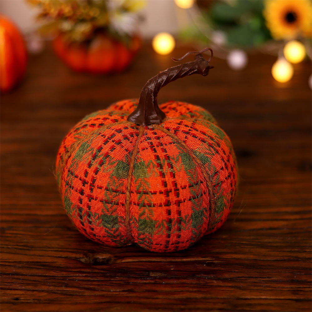 Handmade Fabric Pumpkin Ornament – Colorful Halloween Harvest Decoration for Tabletops, Fall Displays and Seasonal Home Decor