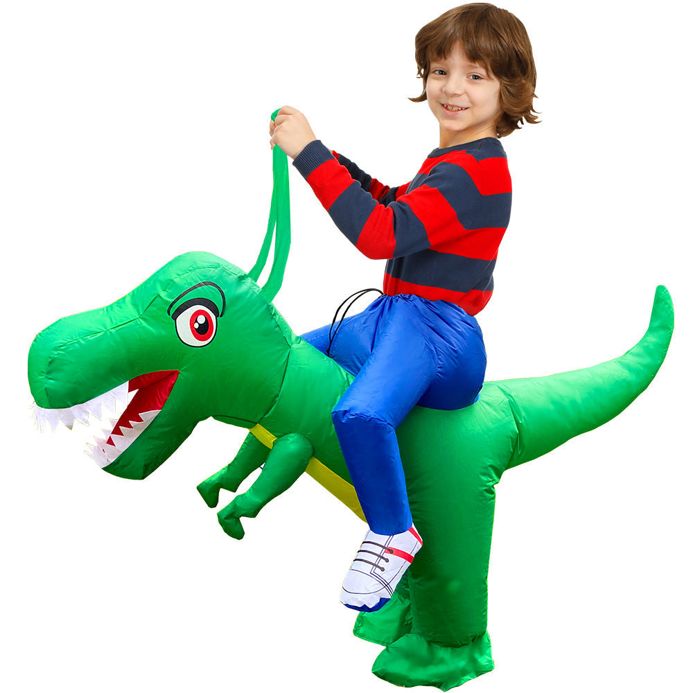 Inflatable Dinosaur Costume Set - Funny Halloween Cosplay Outfit for Adults and Kids Party Entertainment and Roleplay