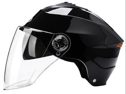 LED Motorcycle Helmet – Rechargeable Lighted Moped and Electric Scooter Helmet for Men and Women with Protective Double Visor