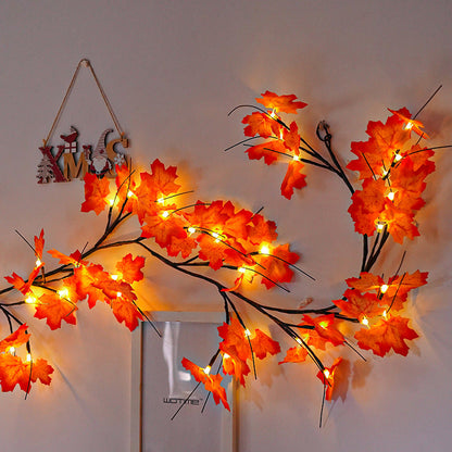 LED Maple Vine Fairy Lights – Battery Powered Decorative Branch String Lights for Christmas, Thanksgiving and Cozy Home Ambience