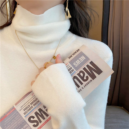 Women's Velvet Turtleneck Sweater – Thick Thermal Knit Pullover for Cozy Winter Layering and Everyday Comfort