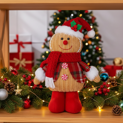 Gingerbread Christmas Doll – Cute Holiday Figurine Decoration for Windows, Shelves, Tabletops and Festive Seasonal Displays