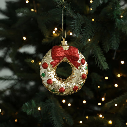 Gold Bear Bell Christmas Ornament – Elegant Tree Hanging Decoration for Festive Holiday Home Displays