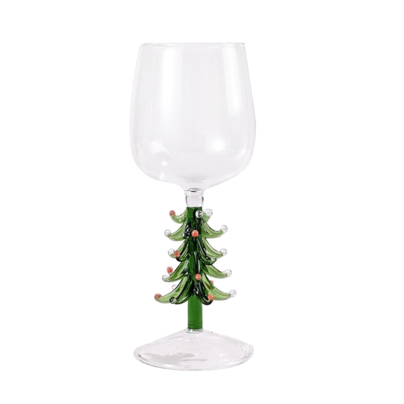 Christmas Tree Glass Cup – Stemless Drinking Glass with Festive Tree Figurine for Holiday Beverages and Entertaining
