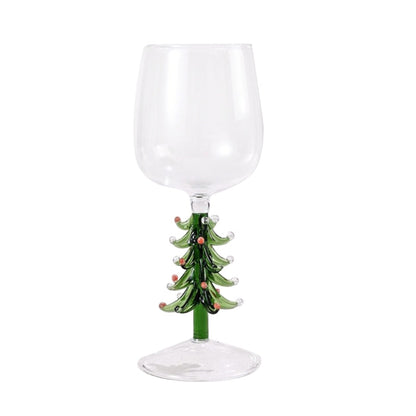 Christmas Tree Glass Cup – Stemless Drinking Glass with Festive Tree Figurine for Holiday Beverages and Entertaining
