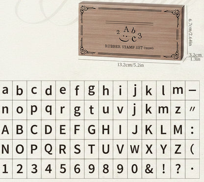 Vintage Wooden Stamp Set – 70 Piece Retro Alphabet, Number and Symbol Stamps for Journaling, Crafts and Scrapbooking