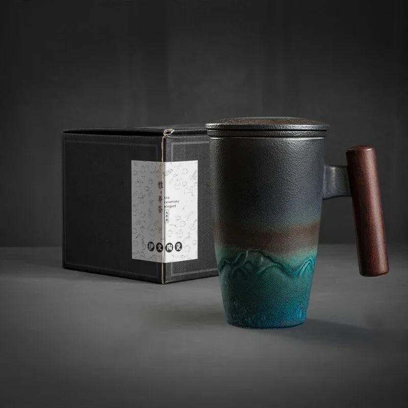 Handmade Ceramic Coffee Mug – Large Retro Pottery Tea Cup for Home, Office and Thoughtful Gift Giving
