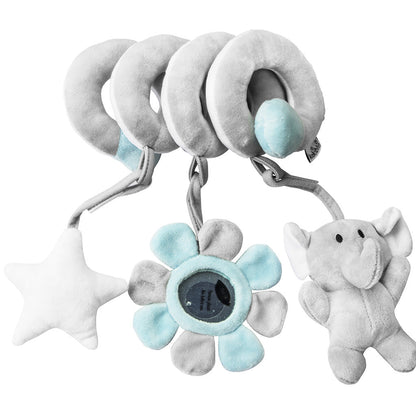 Baby Spiral Activity Toy-Stroller and Crib Hanging Rattle with Mirror for Sensory Development and Interactive Play