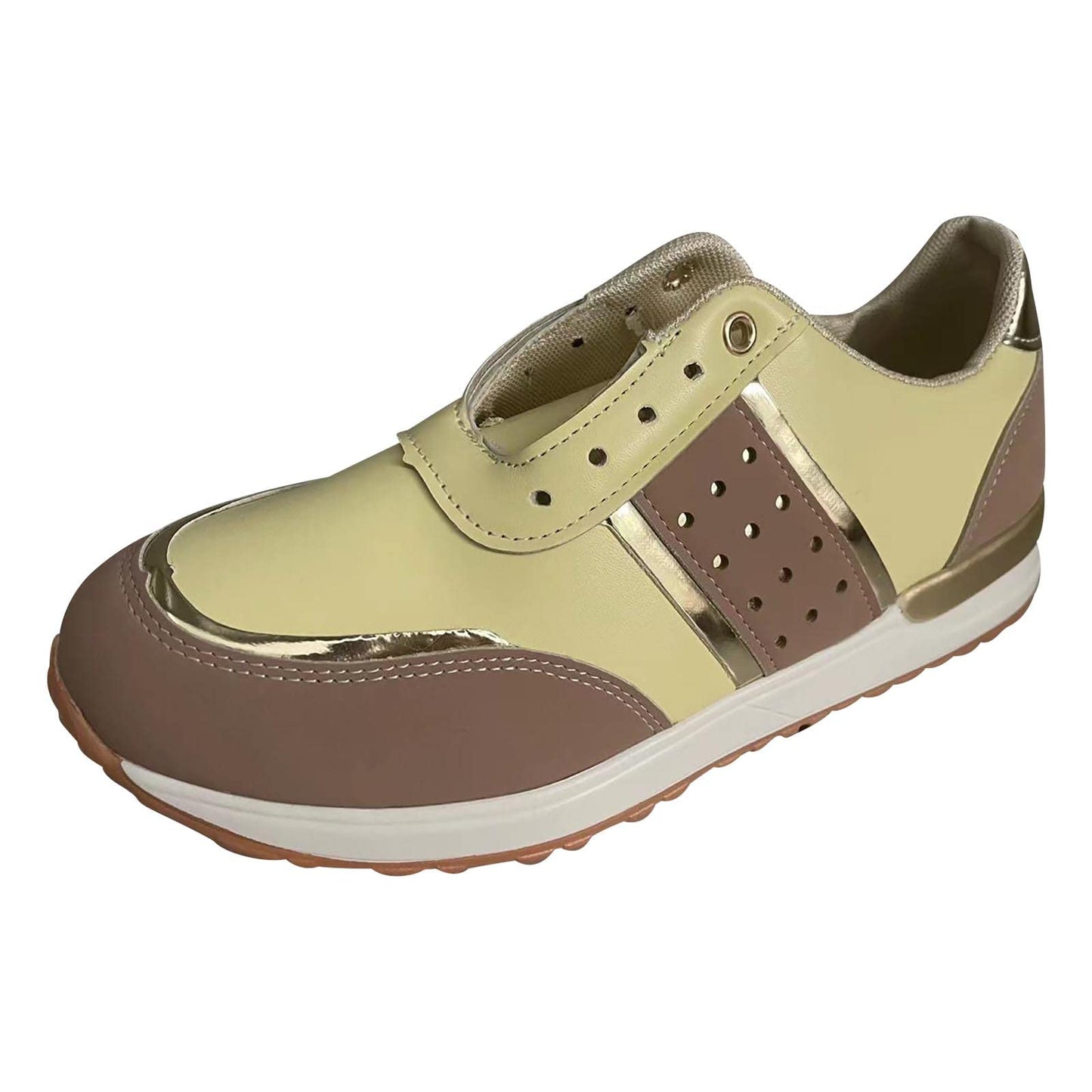 Women's Platform Sneakers - Leather Patchwork Casual Running Shoes with Elevated Sole and Stylish Everyday Comfort