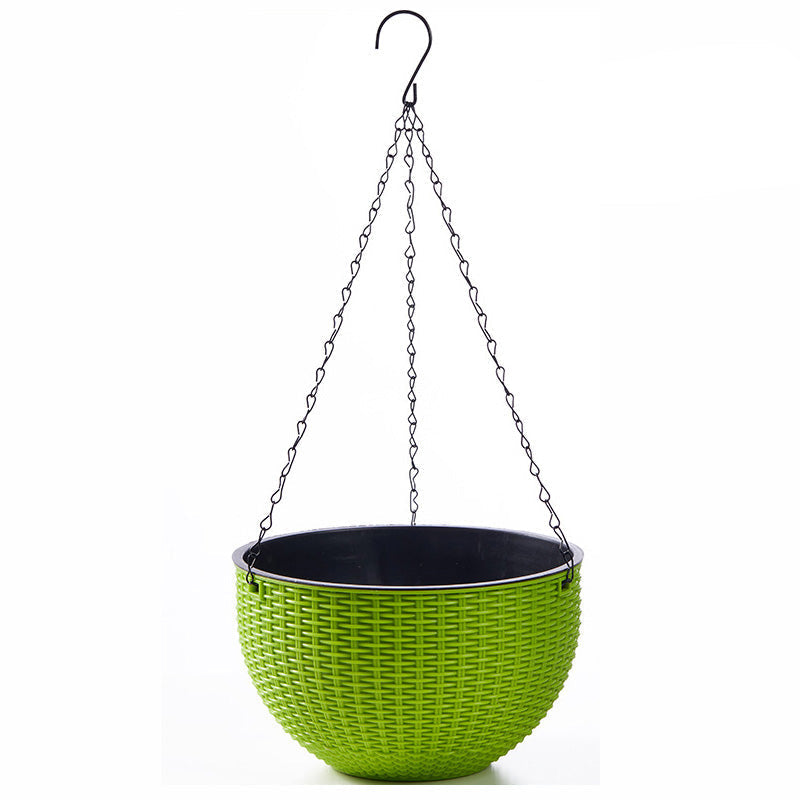 Hanging Plastic Flower Pot – European Honeycomb Pattern Imitation Rattan Basket for Indoor Plants, Balcony Decor and Vertical Gardening