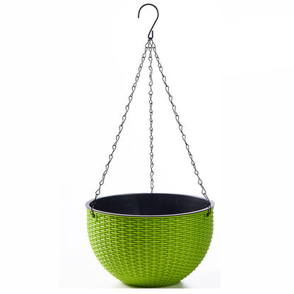 Hanging Plastic Flower Pot – European Honeycomb Pattern Imitation Rattan Basket for Indoor Plants, Balcony Decor and Vertical Gardening