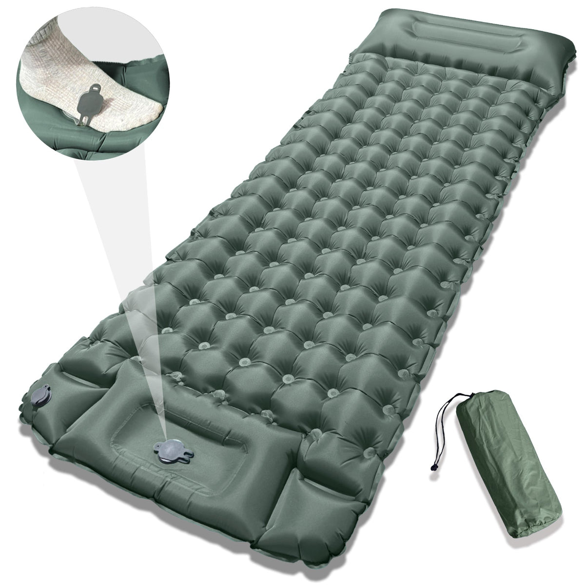 Thick Inflatable Camping Mattress – 10CM Winter-Insulated Sleeping Pad for Family Trips, Outdoor Adventures, Cozy Rest and Christmas Gift Giving