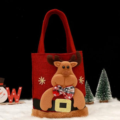 Christmas Linen Gift Bag – Reusable Candy Storage Sack for Holiday Parties and Festive Gift Packaging