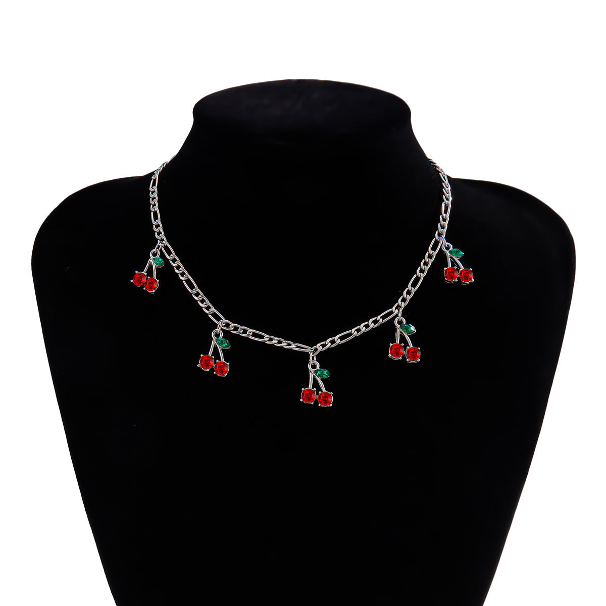 Red Cherry Pendant Necklace – Sweet Romantic Gold Tone Clavicle Chain Jewelry for Women and Girls, Fashionable Gift for Parties and Dates