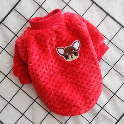 Warm Dog Hoodie Sweater – Cozy Fleece Pet Coat for Small and Medium Dogs with Cute Winter Holiday Style