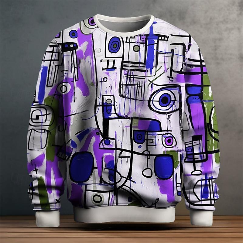 Men's Graphic Sweatshirt - Fashion Graffiti Crewneck Pullover for Casual Streetwear, Holidays and Everyday Style
