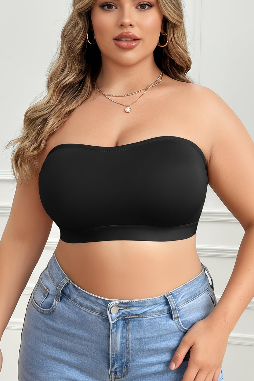 Plus-Size Wirefree Strapless Bra – Seamless Bandeau Top with Side Hook, Soft Support and Secure Comfortable Fit for Dresses, Tops and Daily Wear