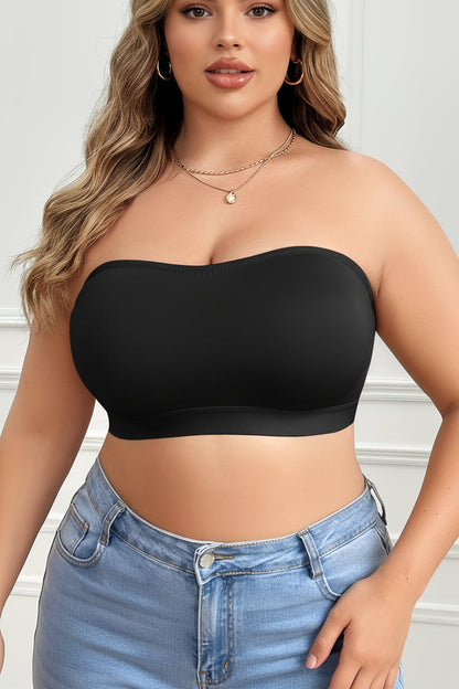 Plus-Size Wirefree Strapless Bra – Seamless Bandeau Top with Side Hook, Soft Support and Secure Comfortable Fit for Dresses, Tops and Daily Wear