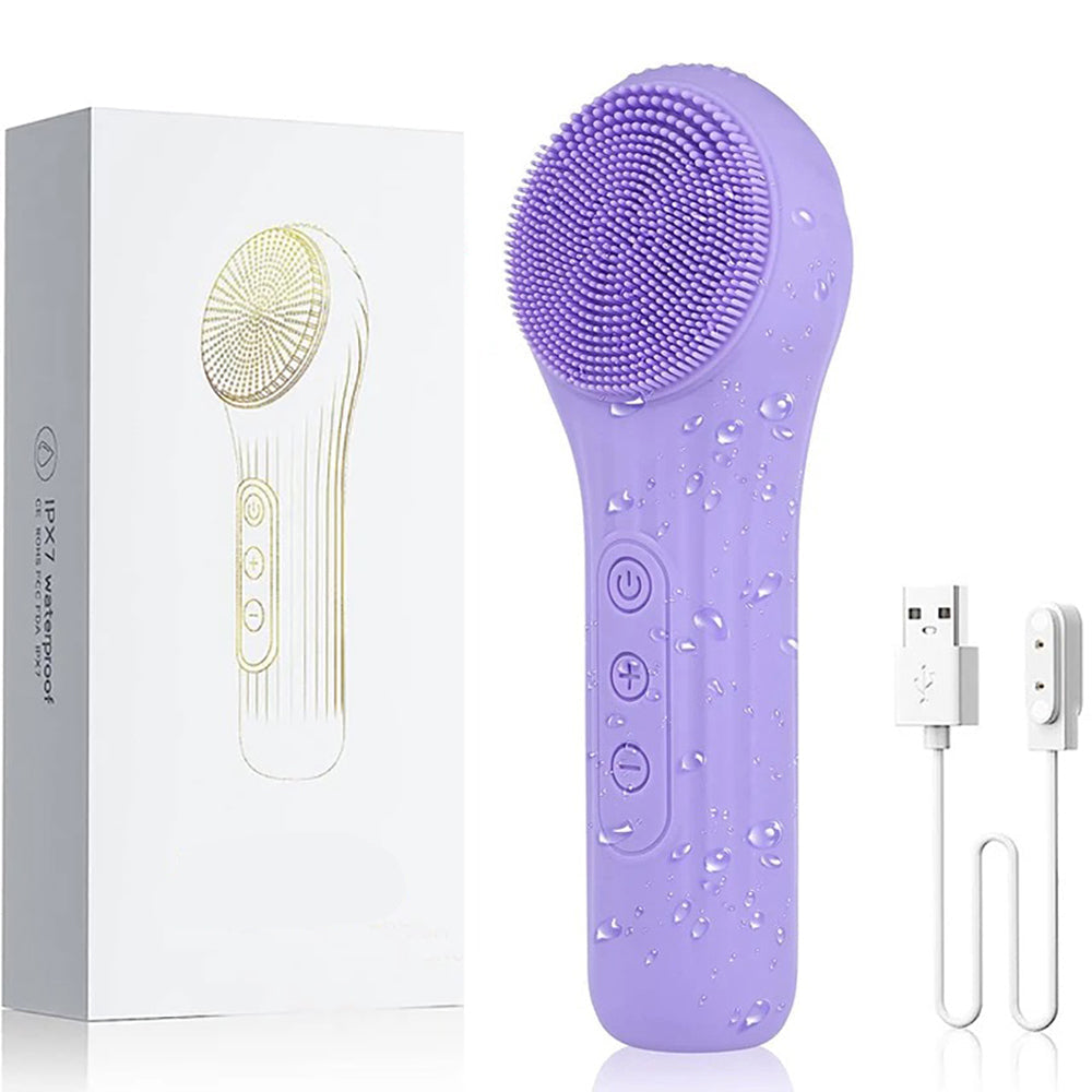 Sonic Facial Cleansing Brush - Waterproof Rechargeable Silicone Skin Care Tool for Deep Cleansing, Exfoliation and Facial Massage