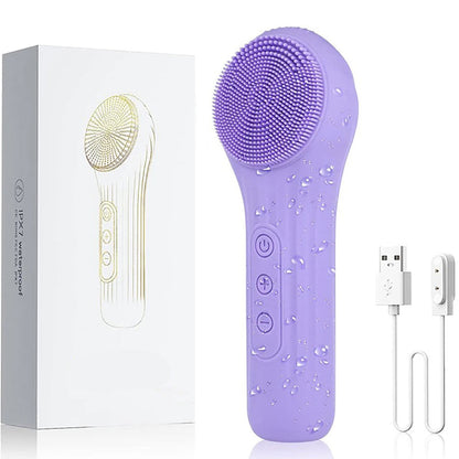 Sonic Facial Cleansing Brush - Waterproof Rechargeable Silicone Skin Care Tool for Deep Cleansing, Exfoliation and Facial Massage