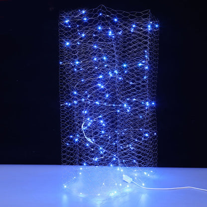 Starry Sky Wedding Ceiling Decor – Luminous Net Light with Wrought Iron Frame for Romantic Event and Party Decorations