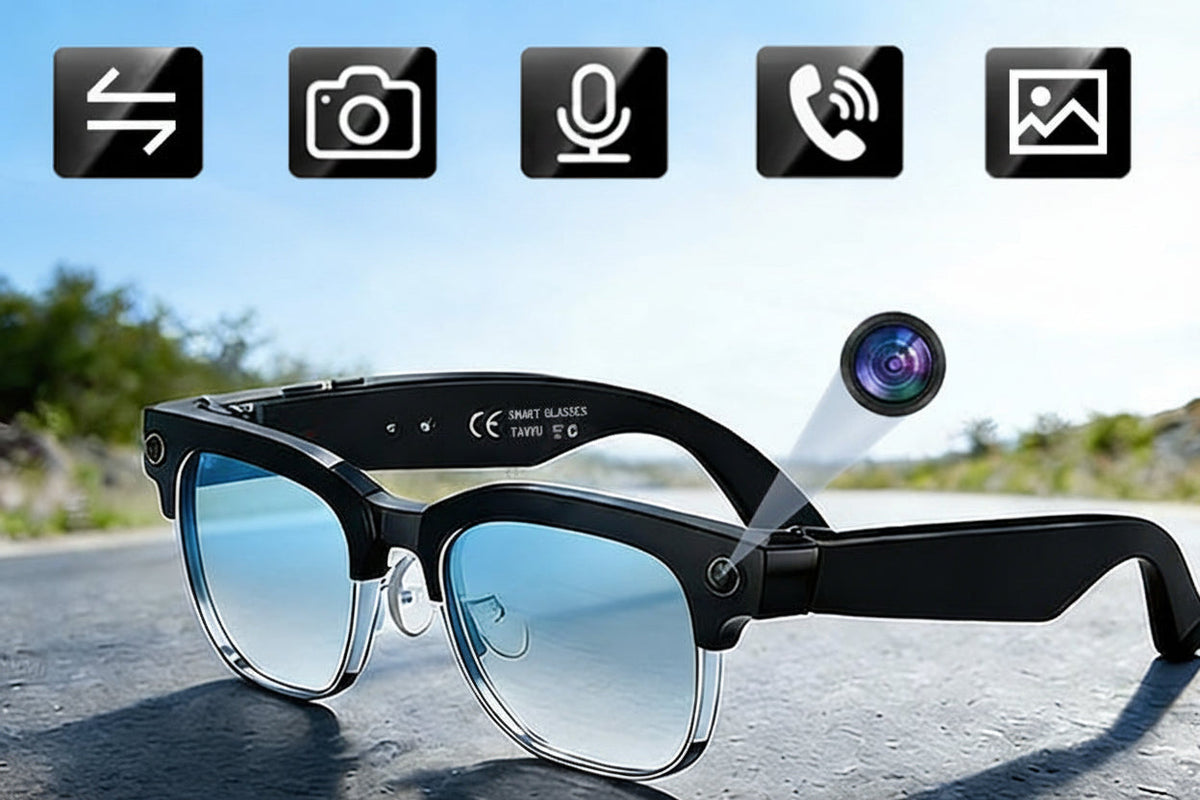 AI Camera Smart Glasses – 800W Pixel Video Recording Sunglasses with Bluetooth Calls, Voice Translation and Photo Recognition for Men