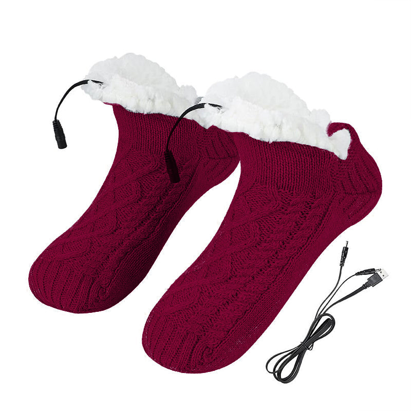 USB Heated Fleece Sock Slippers – Electric Winter Foot Warmers for Men and Women with Cozy Heating Comfort