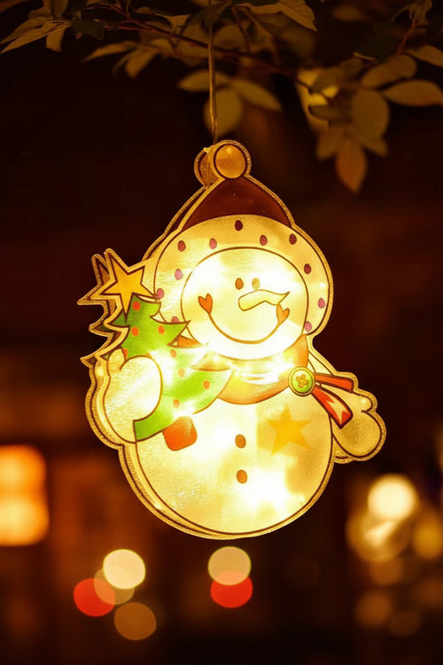 Christmas LED Window Lamp – Santa and Snowman Suction Light Decoration for Holiday Windows and New Year Displays