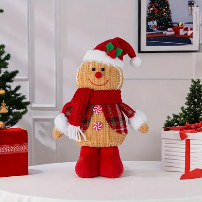 Gingerbread Christmas Doll – Cute Holiday Figurine Decoration for Windows, Shelves, Tabletops and Festive Seasonal Displays