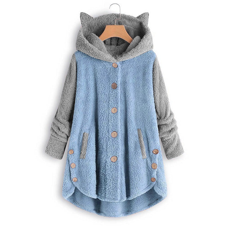 Women's Cat Ear Hoodie - Fleece Pullover Sweatshirt with Cute Print and Plus Size Comfort
