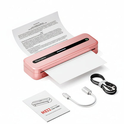 Portable Bluetooth Thermal Printer - Wireless Inkless A4 Mobile Printer for Travel, Business Documents and Home Office Use