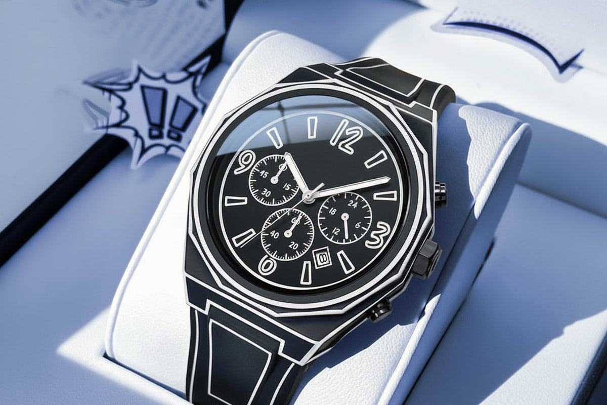 Men’s Fashion Quartz Watch – Waterproof Luminous Manga-Style Wristwatch with Silicone Strap for Everyday Casual Wear, Stylish Gifting and Modern Accessories