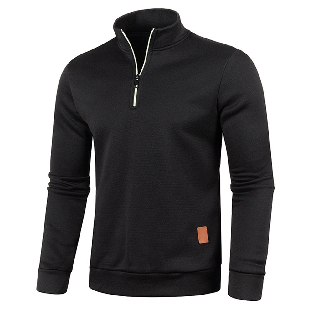 Half Zip Sweatshirt - Thick Pullover Hoodie with Turtleneck Design for Autumn Outdoor Wear and Casual Street Fashion