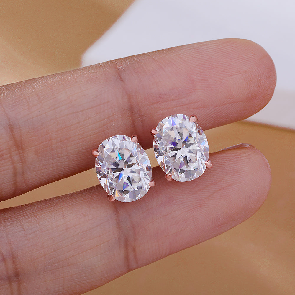 Oval Moissanite Stud Earrings – 0.5-5ct D Color Sparkling Stone Design in 925 Sterling Silver for Women, Parties, Weddings and Elegant Jewelry Gifts