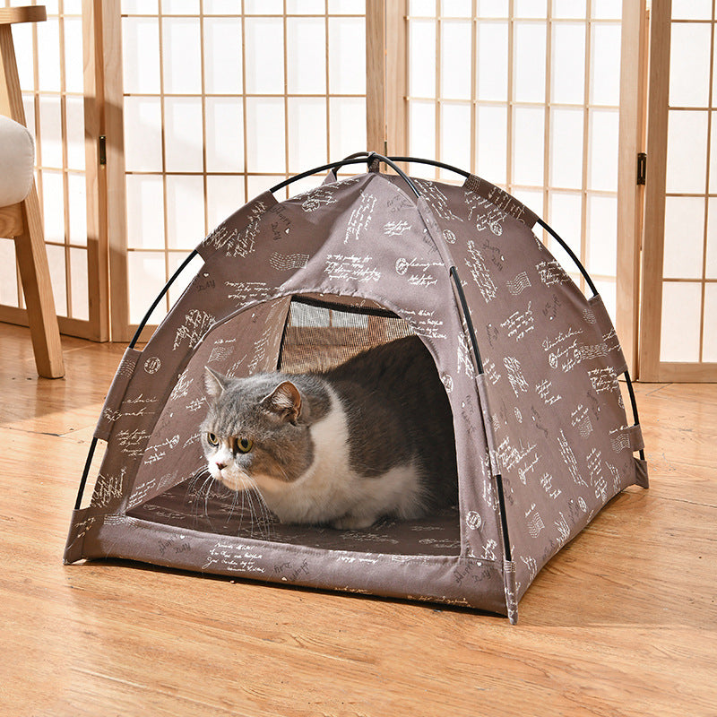 Foldable Cat House Tent – Portable Four-Season Pet Nest with Breathable Cooling Mat for Cats and Small Dogs Indoors or Outdoors