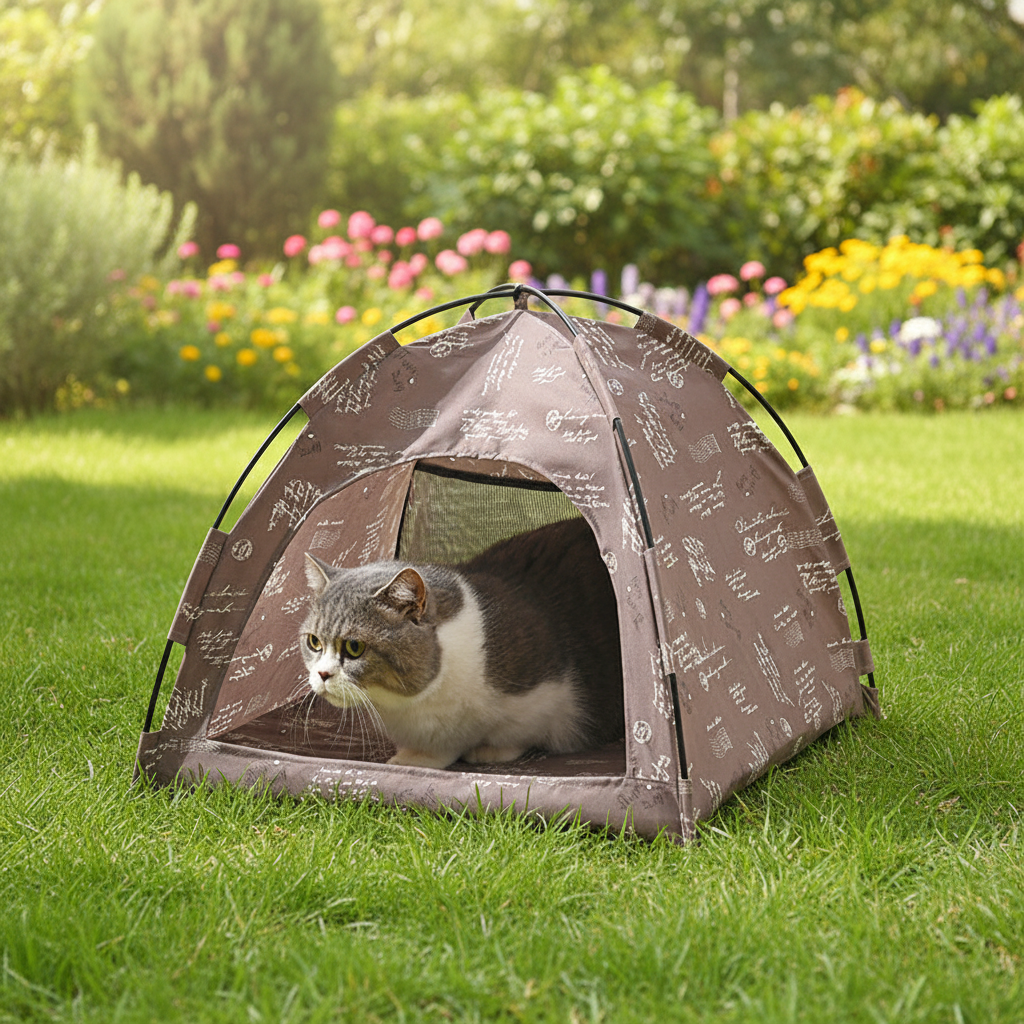 Foldable Cat House Tent – Portable Four-Season Pet Nest with Breathable Cooling Mat for Cats and Small Dogs Indoors or Outdoors