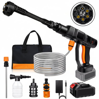 Cordless Pressure Washer – Portable Brushless Power Washer with 4.0Ah Battery, 6-in-1 Nozzle and Handheld Design for Car Cleaning