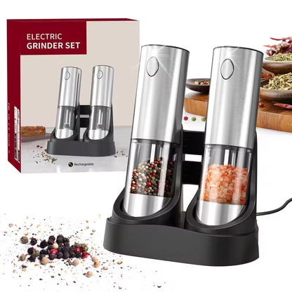 USB Electric Salt and Pepper Grinder – Rechargeable Adjustable Spice Mill Set with Large Capacity for Everyday Cooking