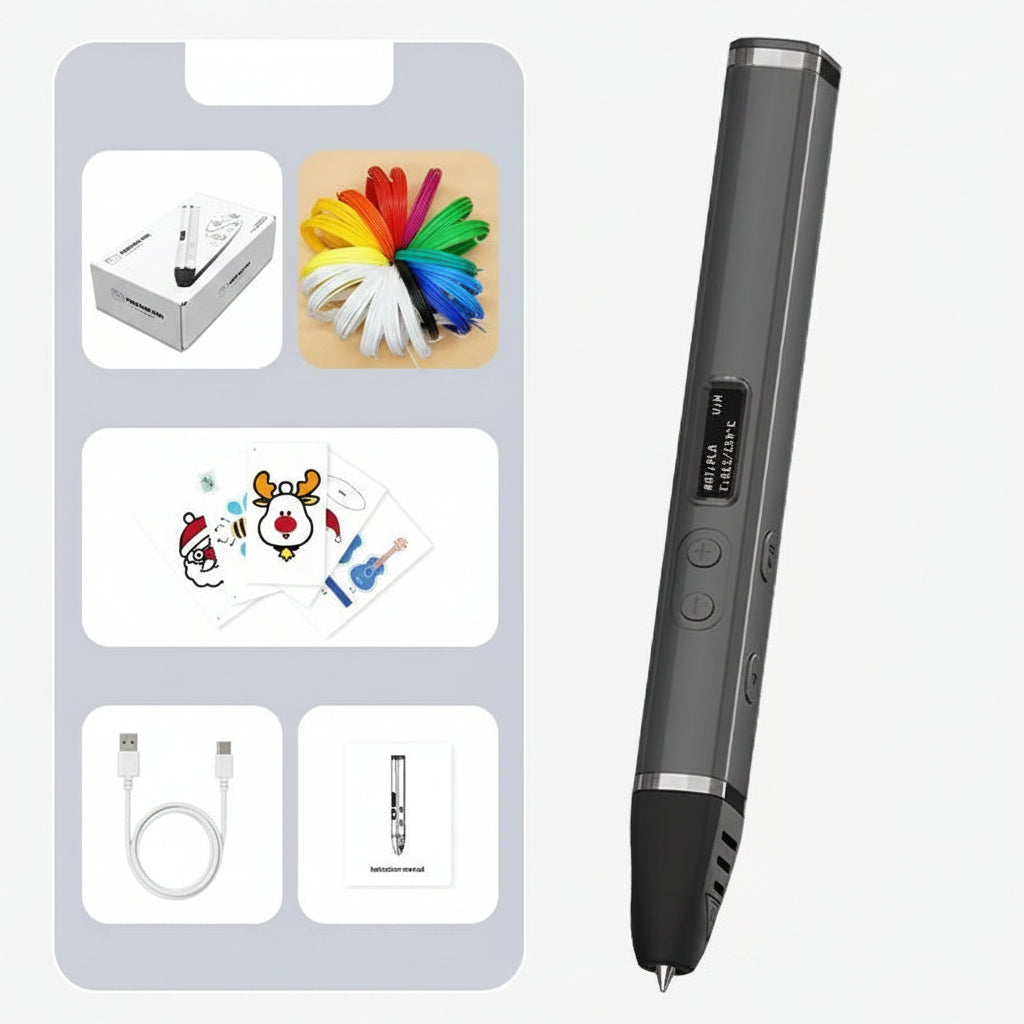 Printing Pen with OLED Display – 3D Temperature-Controlled Fast Extrusion Pen for PLA Filament, Creative Doodling, Crafts and Holiday Gifts