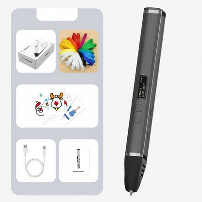 Printing Pen with OLED Display – 3D Temperature-Controlled Fast Extrusion Pen for PLA Filament, Creative Doodling, Crafts and Holiday Gifts