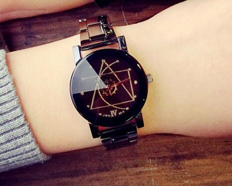 Couple Stainless Steel Watch Set – Matching Men and Women Quartz Watches with Compass Dial for Anniversary and Romantic Gifts