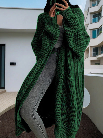 Oversized Knit Cardigan – Women’s Long V Neck Sweater Coat for Cozy Casual Autumn Winter Layering